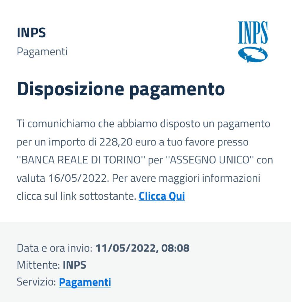 Assegno unico settembre 2022 perchè non arriva il messaggio INPS del