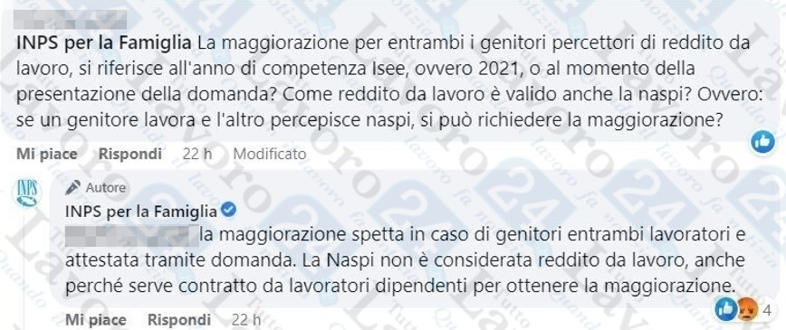 assegno unico maggiorazioni