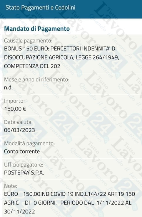 bonus 150 euro agricoli