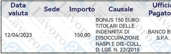 bonus 150 euro aprile