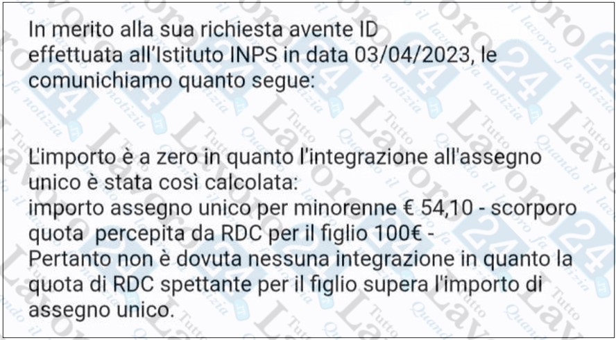 assegno unico su rdc