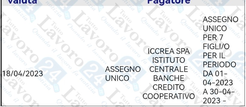 assegno unico aprile