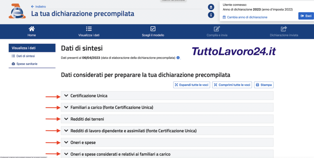Redditi 2023 Precompilato Come Visualizzarlo Foto Guida Tuttolavoro24 5635