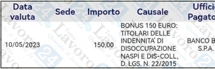 bonus 150 euro maggio