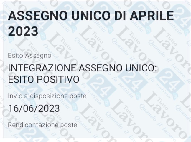 assegno unico su rdc giugno 2023