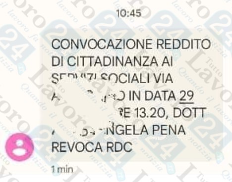 sms convocazione percettori rdc