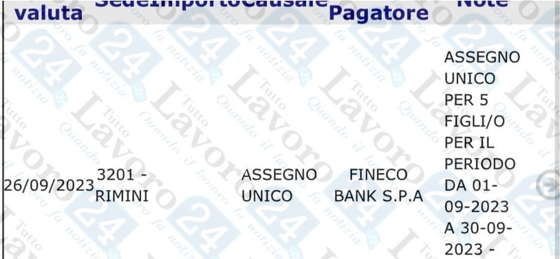 assegno unico settembre 2023