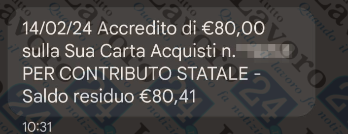 ricarica carta acquisti