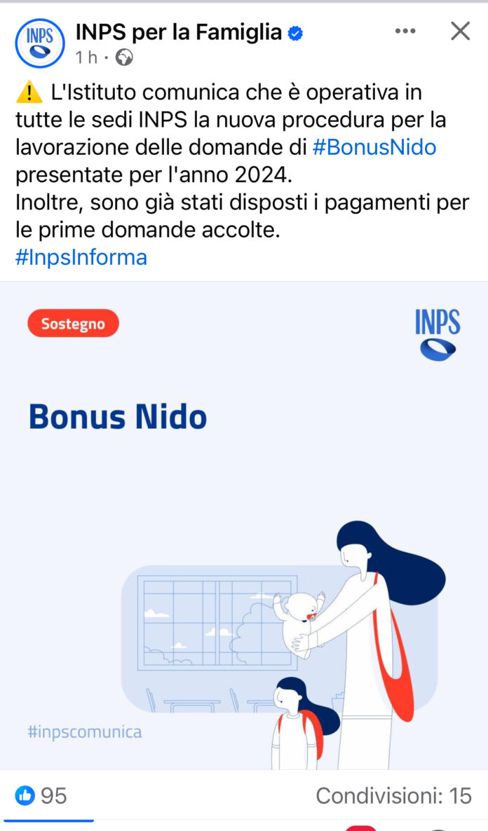 Bonus Nido, partono i pagamenti INPS c'è la comunicazione ufficiale