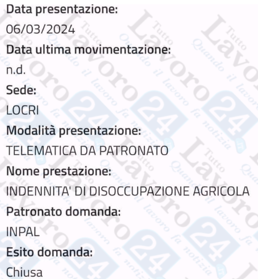 domanda disoccupazione agricola