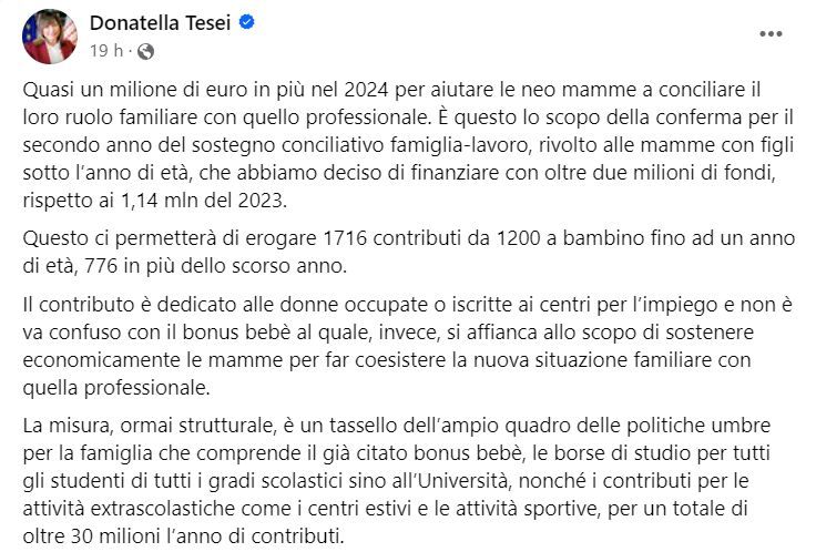 bonus neomamme umbria