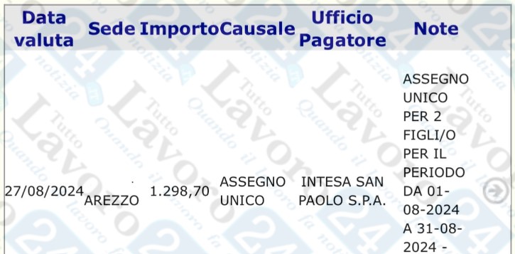 assegno unico agosto