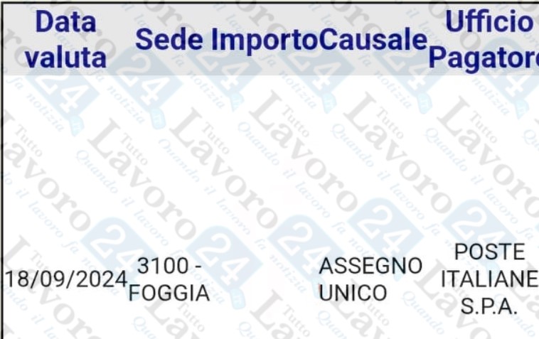 assegno unico settembre
