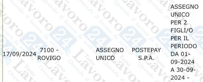 assegno unico settembre