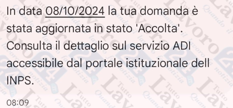 sms assegno di inclusione domanda accolta