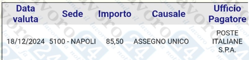 assegno unico dicembre