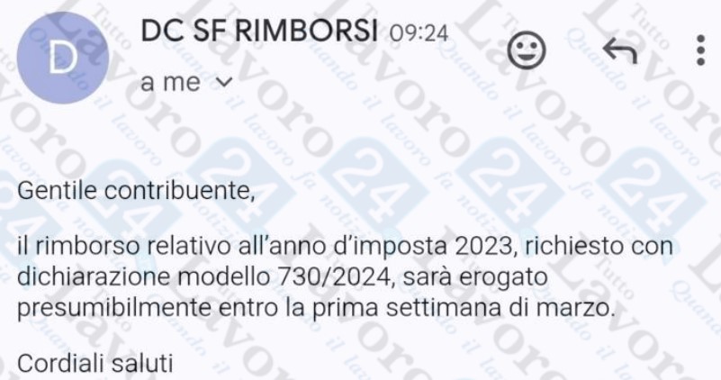 rimborso 730 agenzia delle entrate