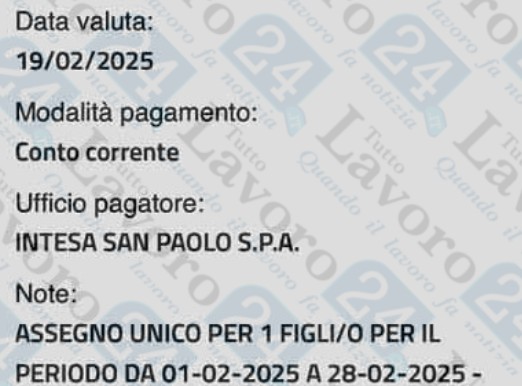 assegno unico febbraio
