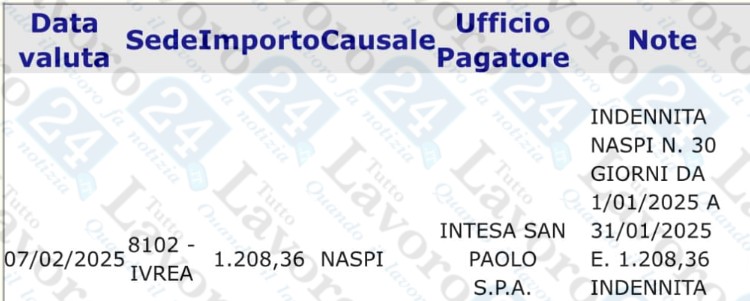 naspi febbraio pagamenti