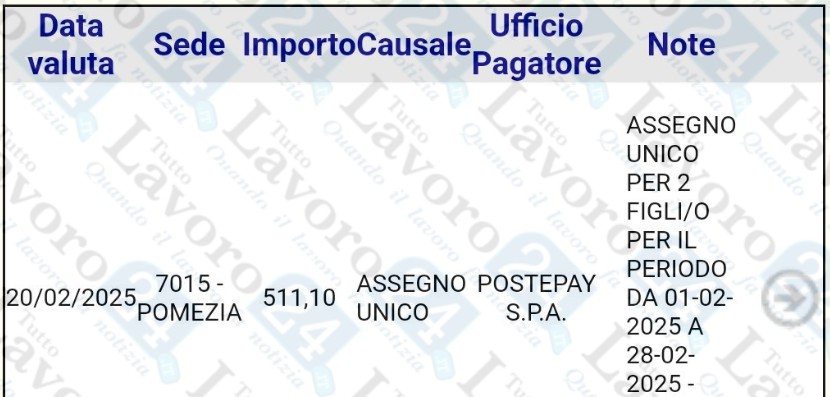 assegno unico febbraio