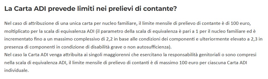 prelievo in contanti carta di inclusione
