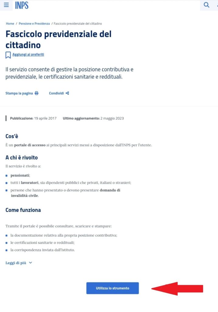 accedere al fascicolo previdenziale