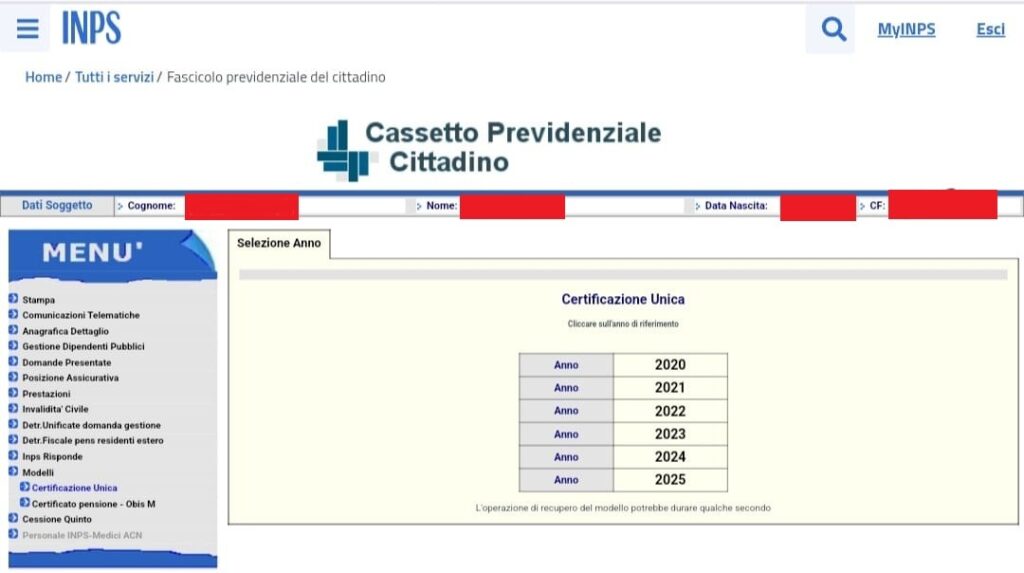 scaricare la certificazione unica