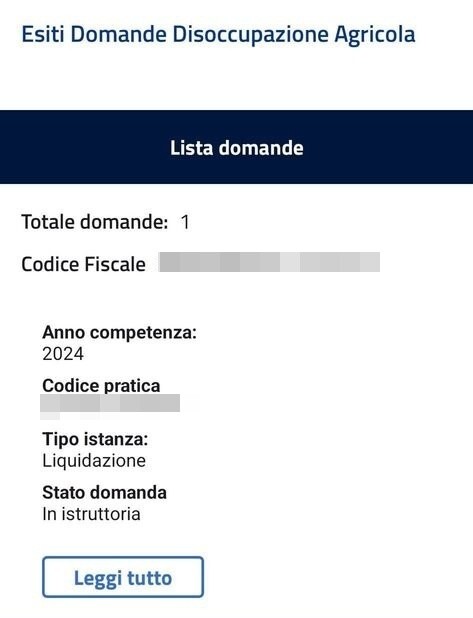 disoccupazione agricola domanda in istruttoria
