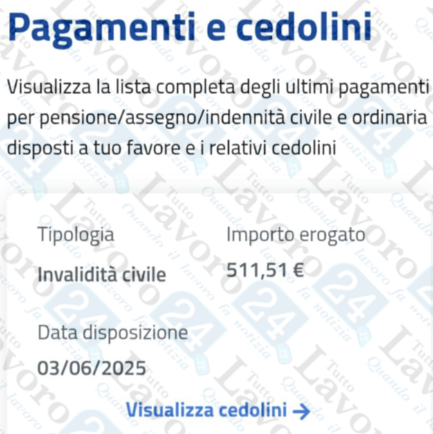 cedolino pensione giugno 2025