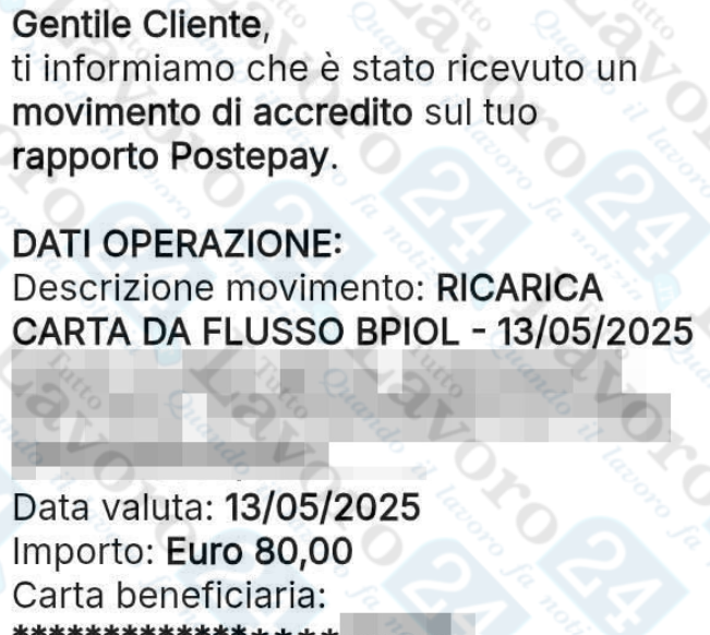 ricarica carta acquisti maggio