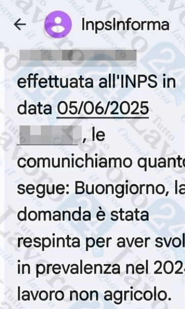 disoccupazione agricola respinta