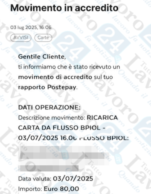 carta acquisti ricarica luglio-agosto