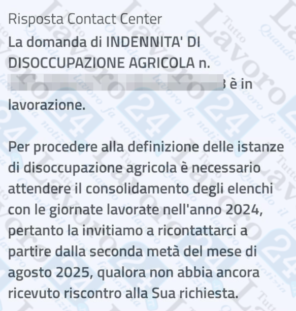 disoccupazione agricola 2025