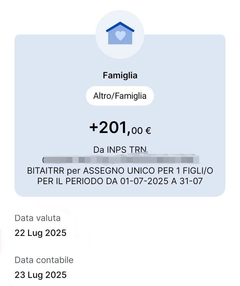 assegno unico luglio