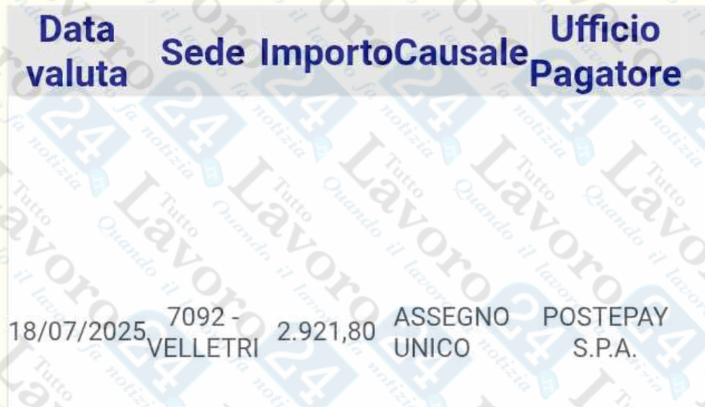 assegno unico luglio