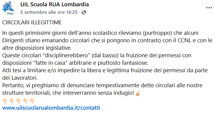 permessi docenti uil scuola rua lombardia