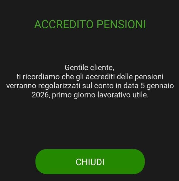 pensione gennaio banca