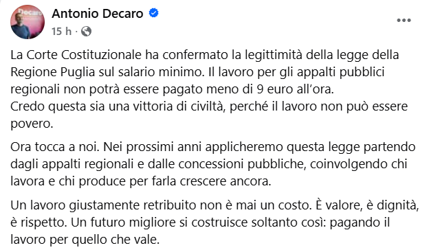 salario minimo puglia