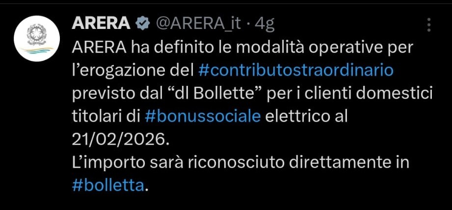 bonus bollette arera