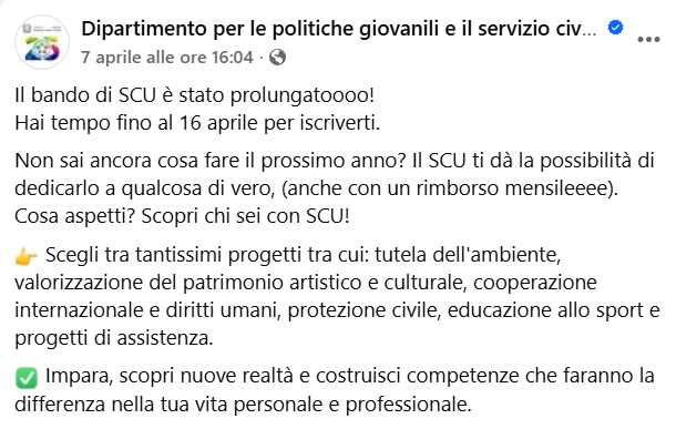 proroga servizio civile universale 2026