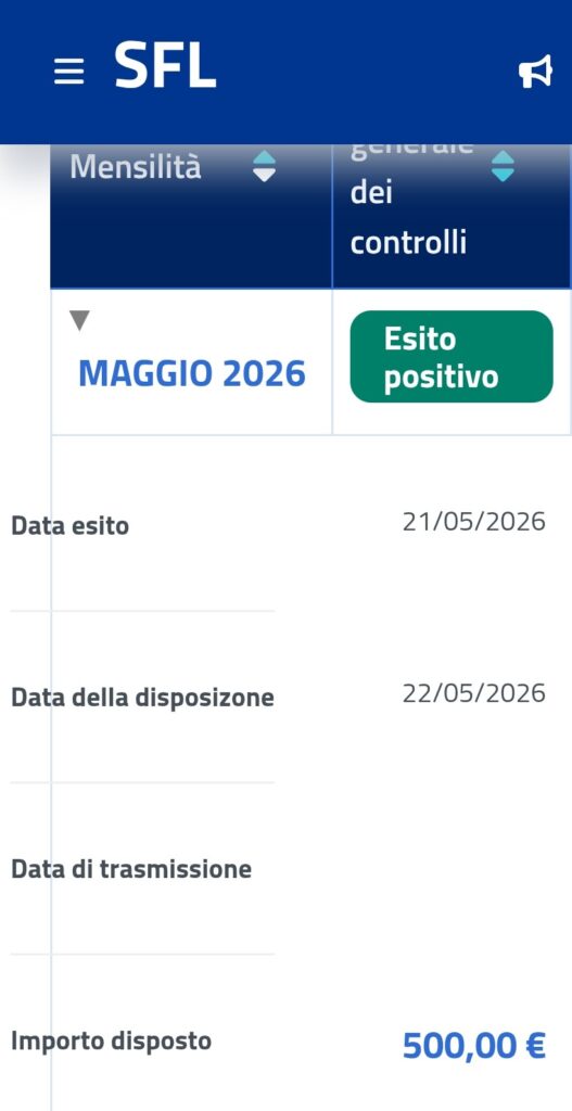 sfl inps pagamento maggio