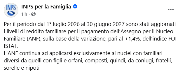 assegno nucleo familiare inps