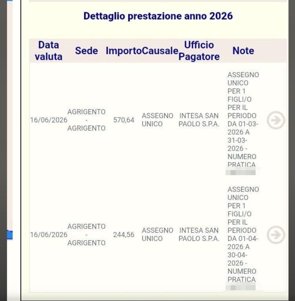 assegno unico giugno
