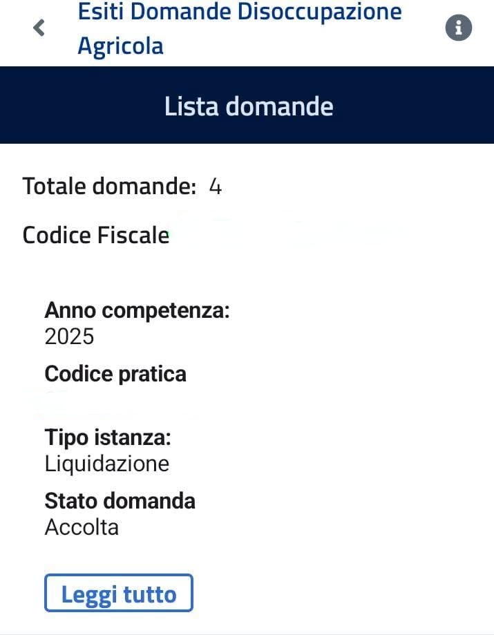 disoccupazione agricola domanda accolta