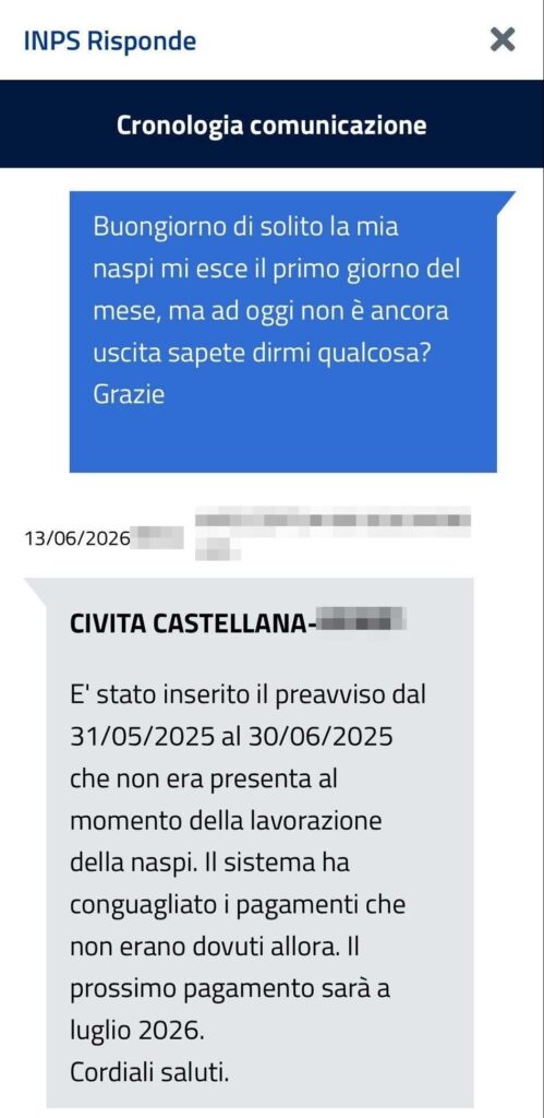 naspi giugno non pagata