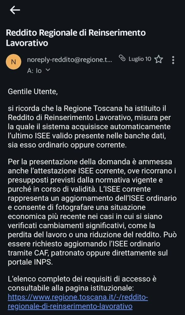 reddito reinserimento lavorativo