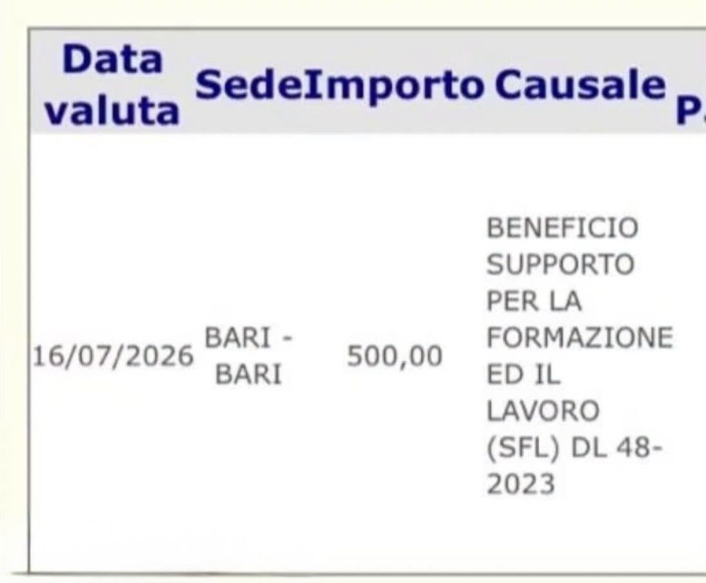 sfl pagamenti luglio