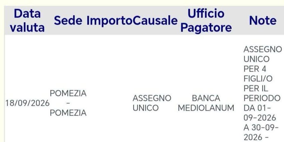 assegno unico settembre