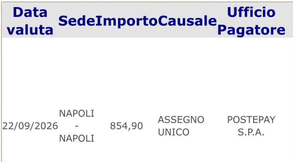 assegno unico settembre