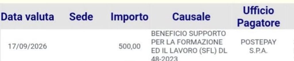 sfl pagamenti inps settembre